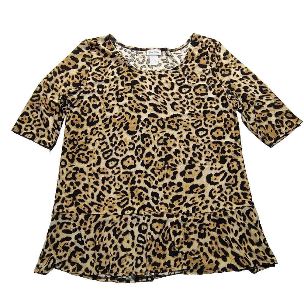 Star Vixen Silky Wrinkle Free Relaxed Cheetah Womens Blouse 1X Mob Wife USA made
